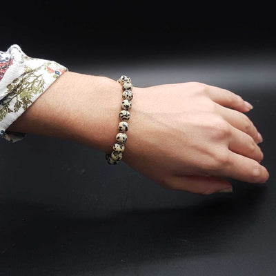 Bracelet en perles naturelles de Jaspe Dalmatien 8mm