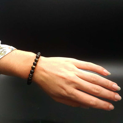 Bracelet en perles d'Obsidiennes Dorées naturelles de 8mm