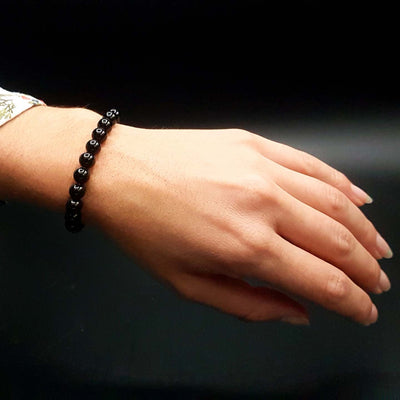 bracelet en perles naturelles de Tourmaline noire 8mm